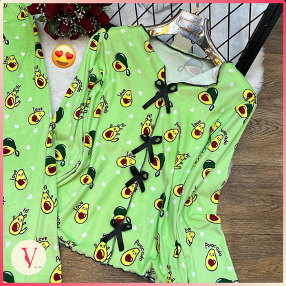 🥑💕 بيجامة أفوكادو ترند قطيفة سوفت 🥑💕